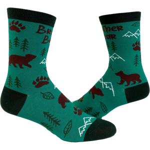 Crazy Dog T-Shirts Youth Brother Socks Funny Cool Sibling Bro Graphic Novelty Footwear for Kids(Bear)