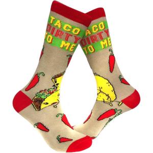 Taco Dirty To Me Socks Funny Saying Graphic Novelty Crazy Fun Gag Gift for Him (Grey)(Grey)