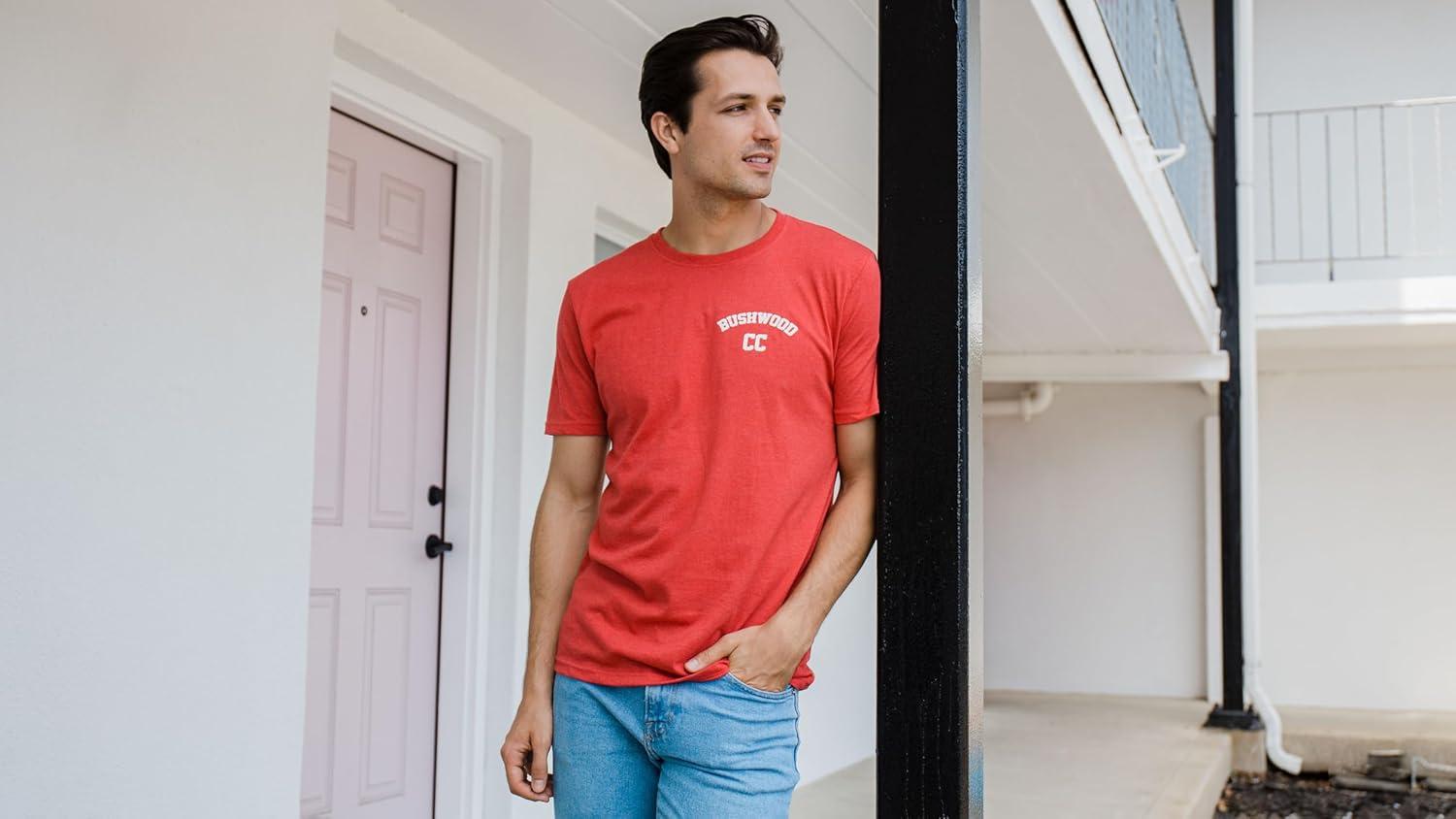 imageMens Bushwood Country Club Shirt Golfing T Shirt Funny Tees Golf Gift for DadHeather Red