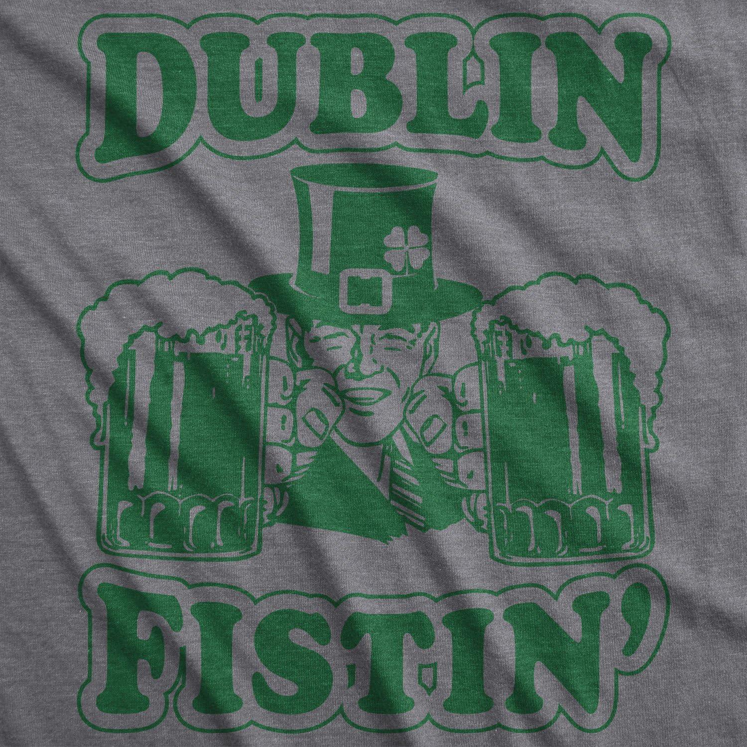 imageMens Novelty Saint Patricks T Shirt Funny Irish Tees Cool Party Tees for GuysDark Heather Grey Dublin Fistin