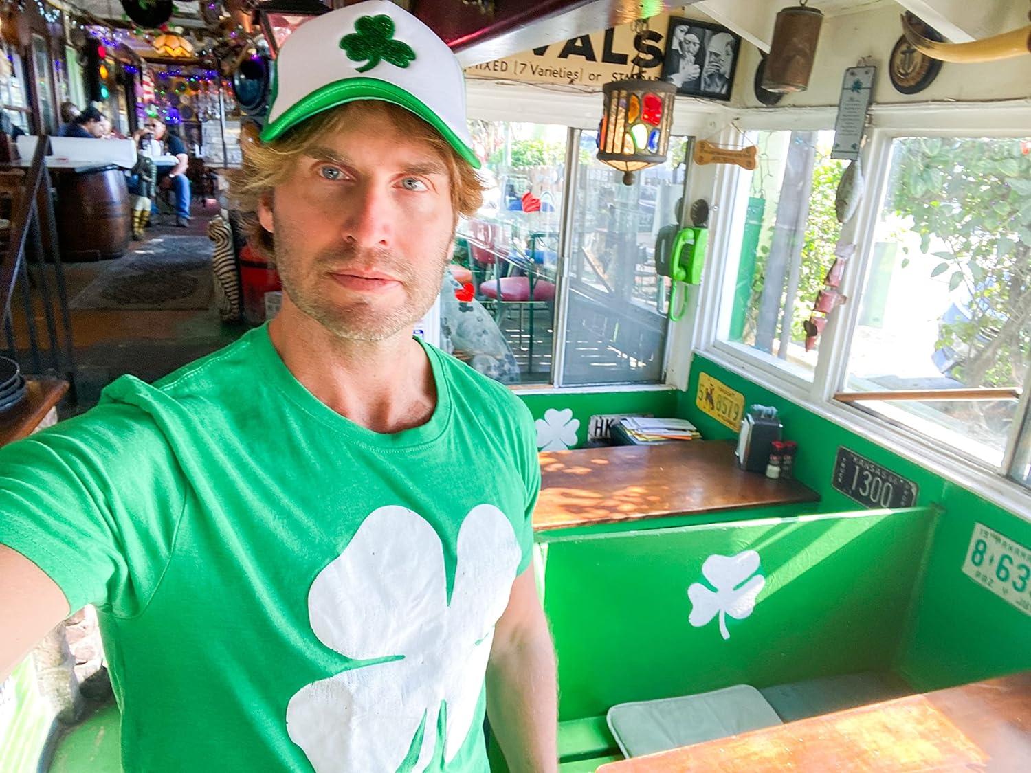 imageMens Novelty Saint Patricks T Shirt Funny Irish Tees Cool Party Tees for GuysHeather Green Four Leaf Clover