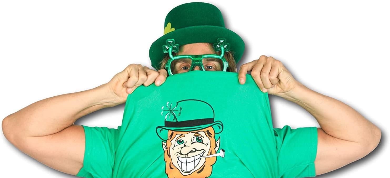 imageMens Novelty Saint Patricks T Shirt Funny Irish Tees Cool Party Tees for GuysHeather Green Leprechaun Flip