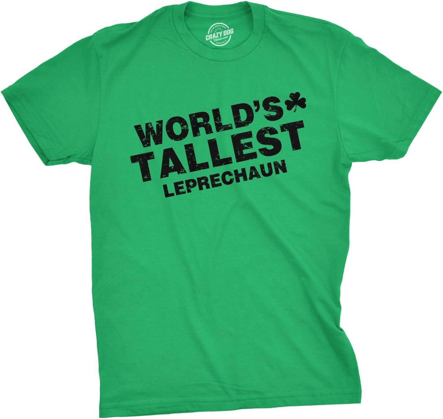 imageMens Novelty Saint Patricks T Shirt Funny Irish Tees Cool Party Tees for GuysHeather Navy Tallest Leprechaun