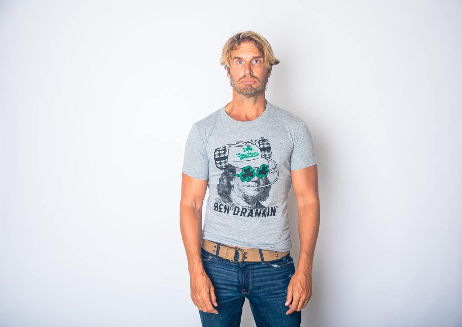 imageMens Novelty Saint Patricks T Shirt Funny Irish Tees Cool Party Tees for GuysLight Heather Grey Ben Drankin