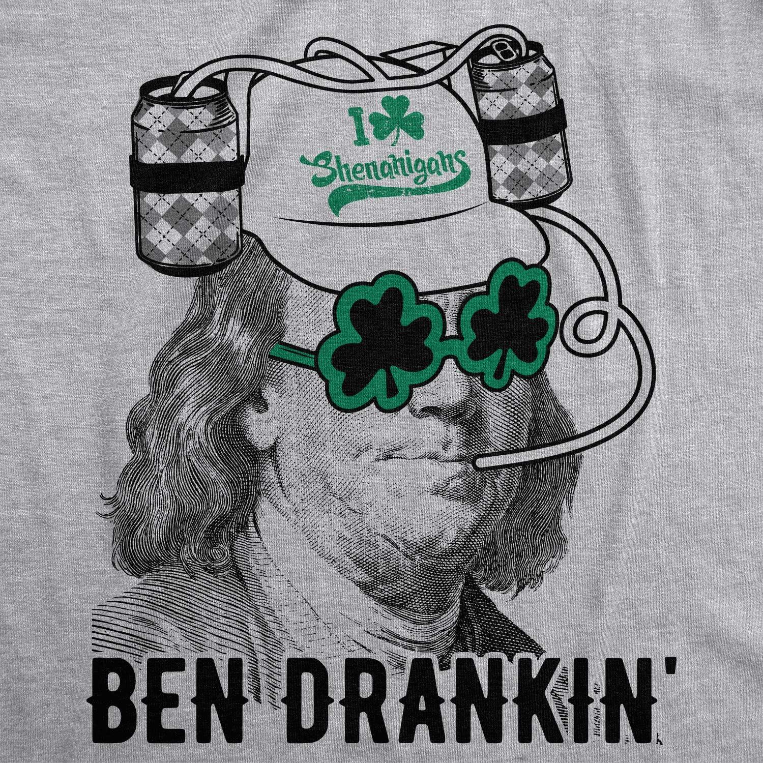 imageMens Novelty Saint Patricks T Shirt Funny Irish Tees Cool Party Tees for GuysLight Heather Grey Ben Drankin