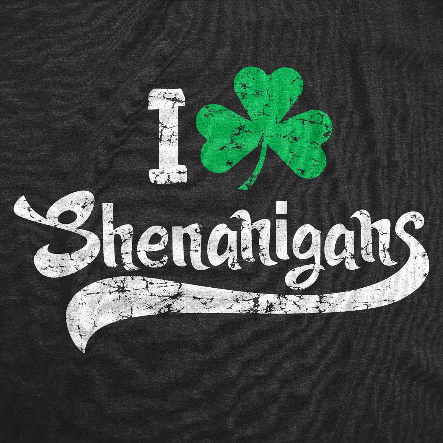 imageMens St Patricks Day Shirts Funny Irish I Clover Shenanigans and Hooligan Tees Irish Tshirt for The ParadeTwo Color Print