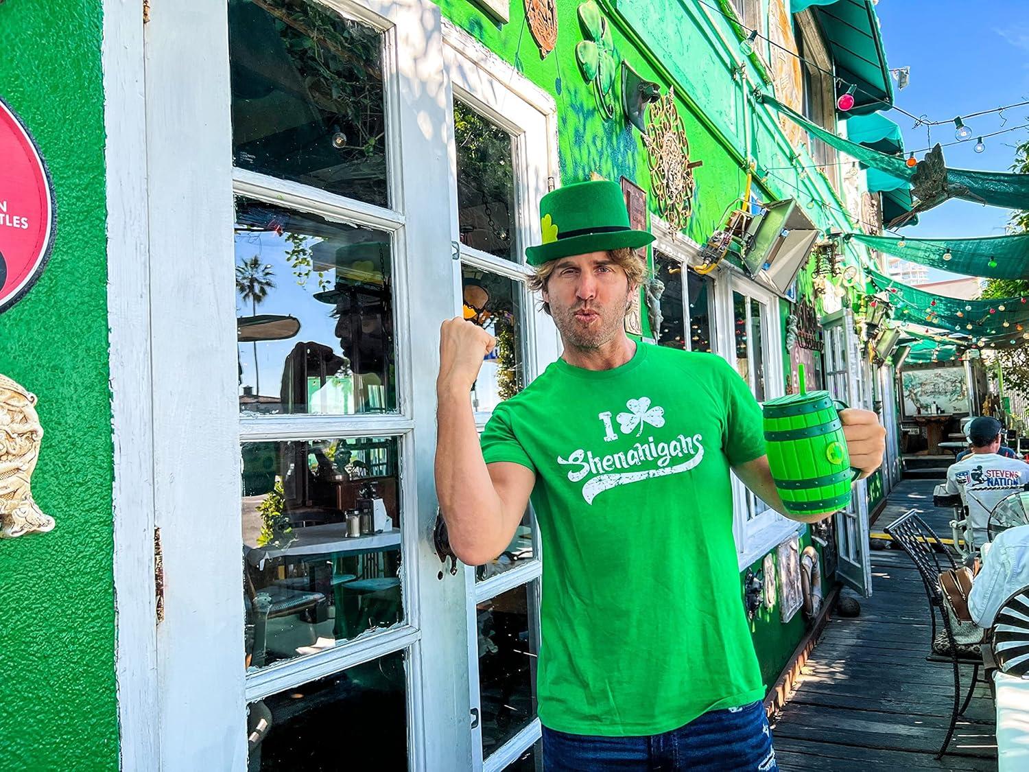 imageMens St Patricks Day Shirts Funny Irish I Clover Shenanigans and Hooligan Tees Irish Tshirt for The ParadeTwo Color Print