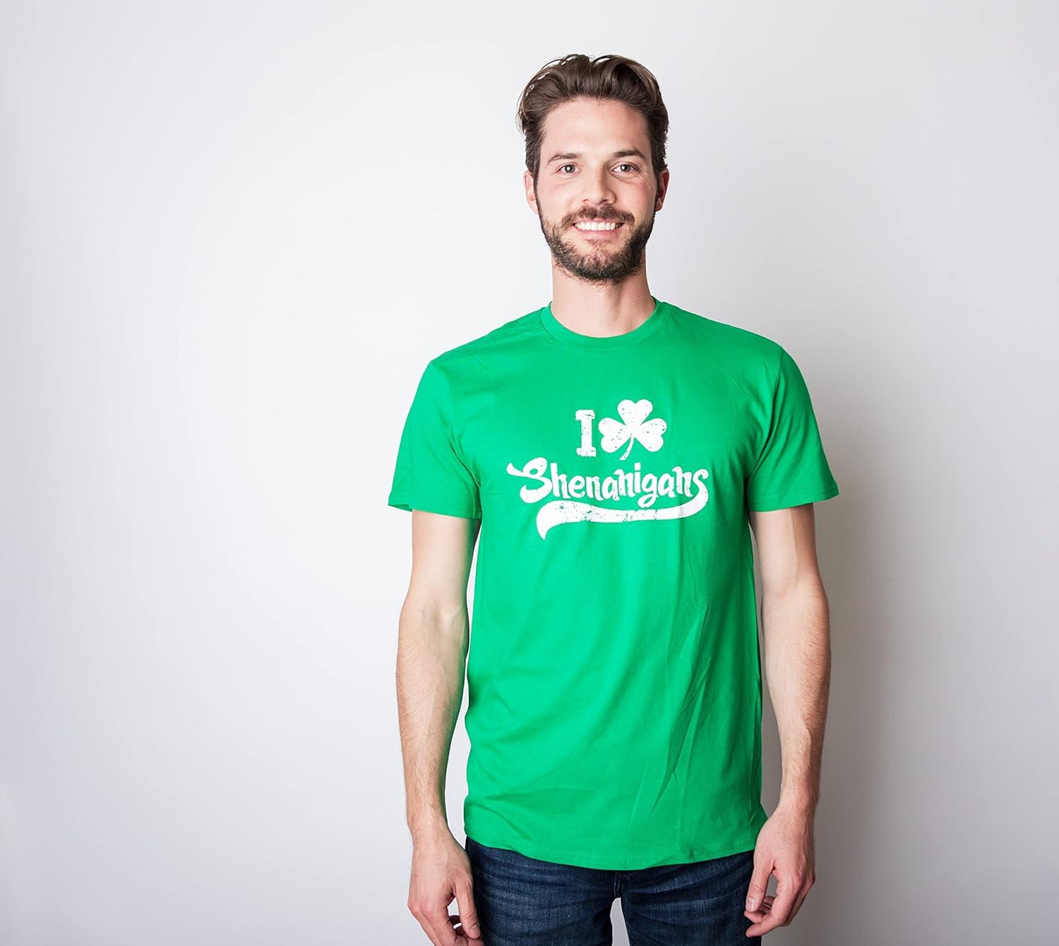 imageMens St Patricks Day Shirts Funny Irish I Clover Shenanigans and Hooligan Tees Irish Tshirt for The ParadeTwo Color Print