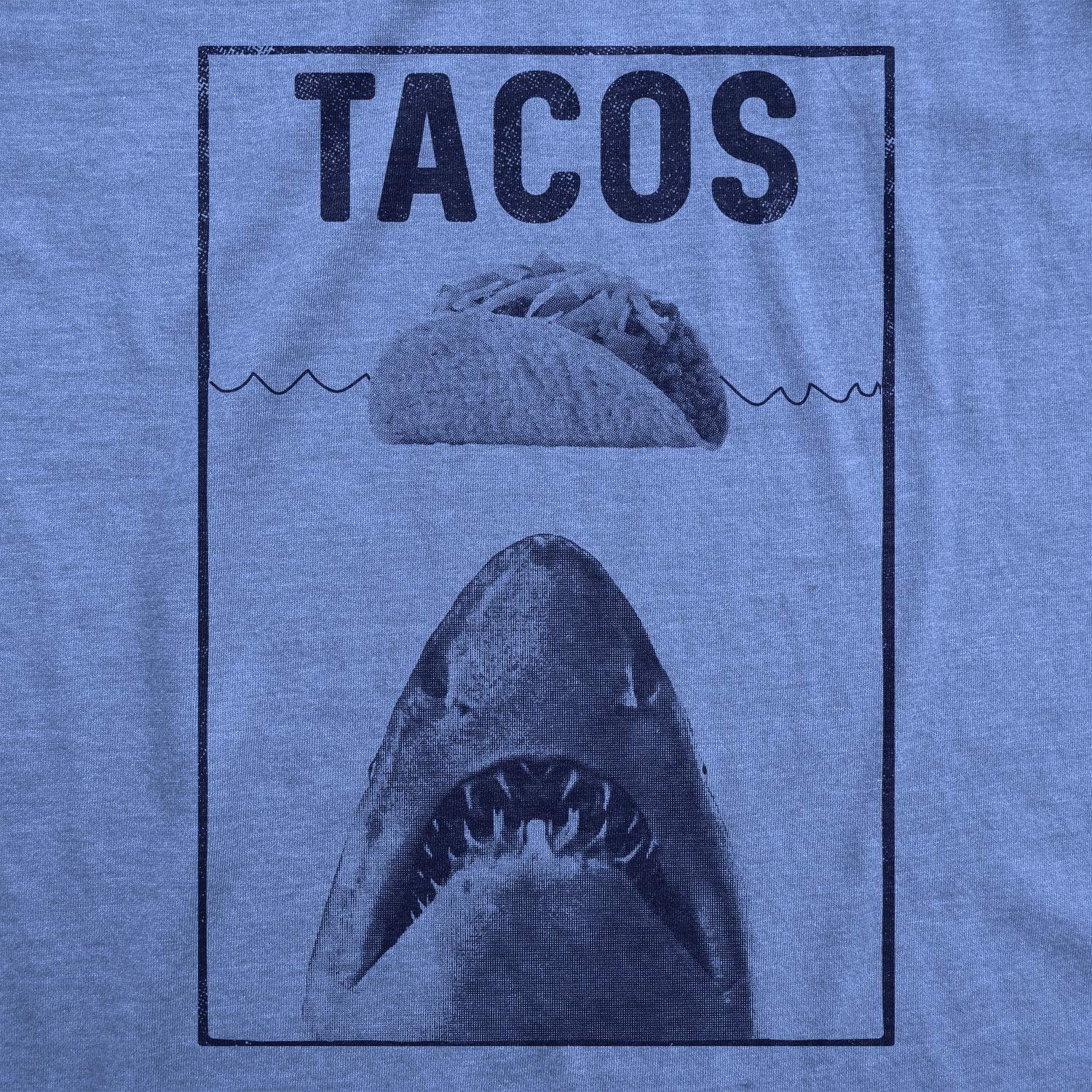 imageMens Tacos Shark T Shirt Funny Jaws Tee for GuysHeather Light Blue
