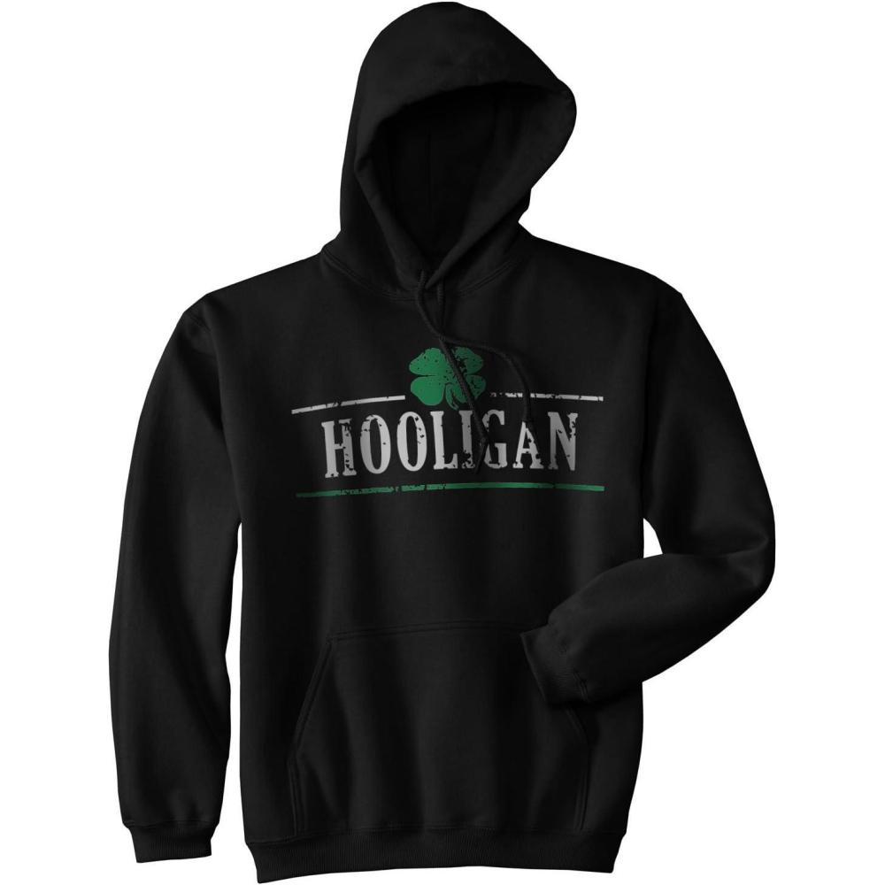 imageCrazy Dog TShirts Hooligan Shamrock Funny Saint St Patricks Day Drinking Hoodie for Paddys DayBlack