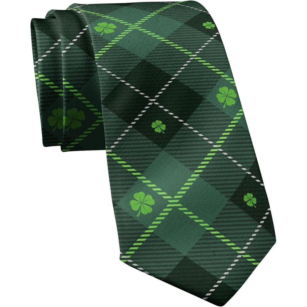 imageCrazy Dog TShirts Saint Patricks Day Plaid Tie Funny Ties for Men St Patricks Ties Mens Novelty Neckties Green Argyle Tie