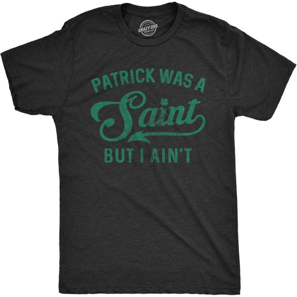 imageFunny St Paddys Day T Shirts for Men Hilarious Saint Patricks Day Shirts for GuysHeather Black Patrick Saint