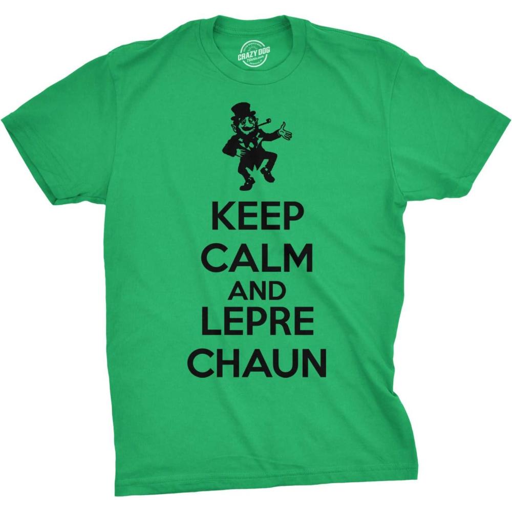 imageKeep Calm and Leprechaun T Shirt Funny Saint Patricks Day Novelty Irish TeeGreen