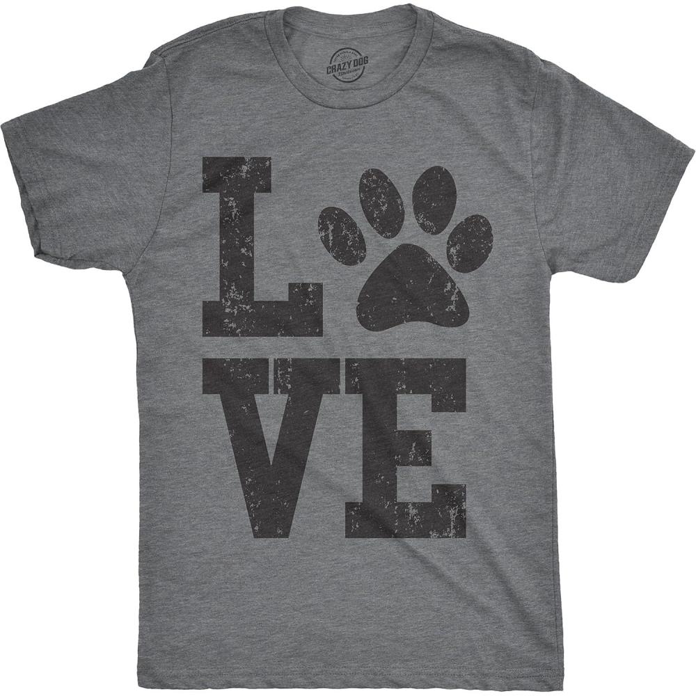 imageMens Love Paw T Shirt Cute Adorable Dog Lover Pet Tee for GuysLight Heather Grey