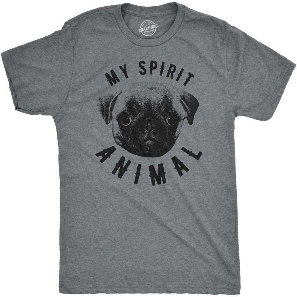 imageMens My Spirit Animal is a Pug T Shirt Funny Dog Shirt Nerdy Mom TeeDark Heather Grey