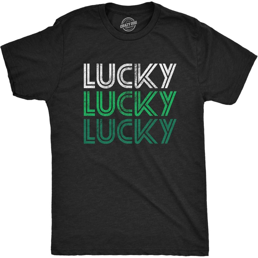 imageMens Novelty Saint Patricks T Shirt Funny Irish Tees Cool Party Tees for GuysHeather Black Lucky 3x
