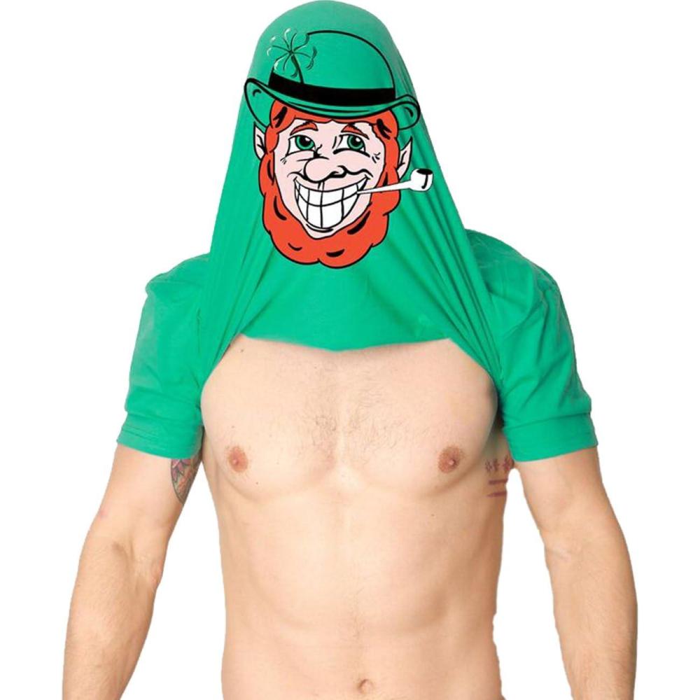 imageMens Novelty Saint Patricks T Shirt Funny Irish Tees Cool Party Tees for GuysHeather Green Leprechaun Flip