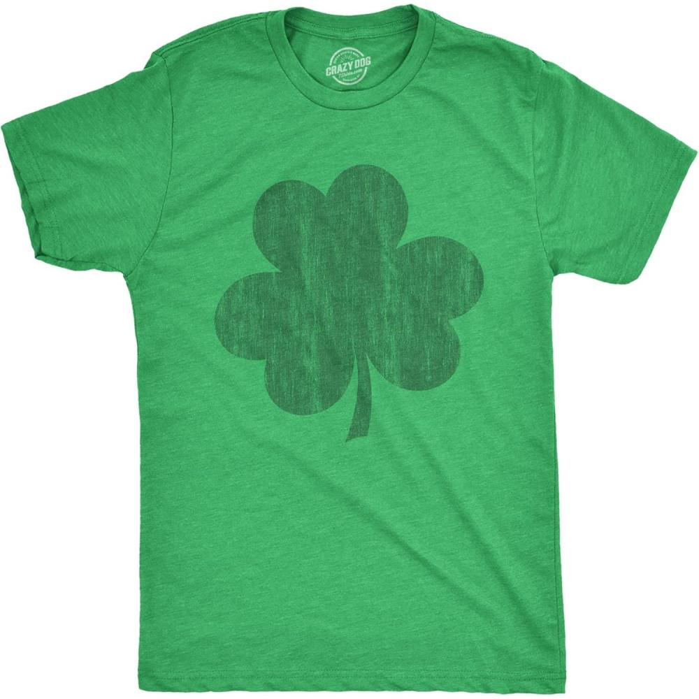 imageMens Saint Patricks Day T Shirts Funny St Pattys Tees for Partying Parade Tee for GuysHeather Green  Distressed Clover