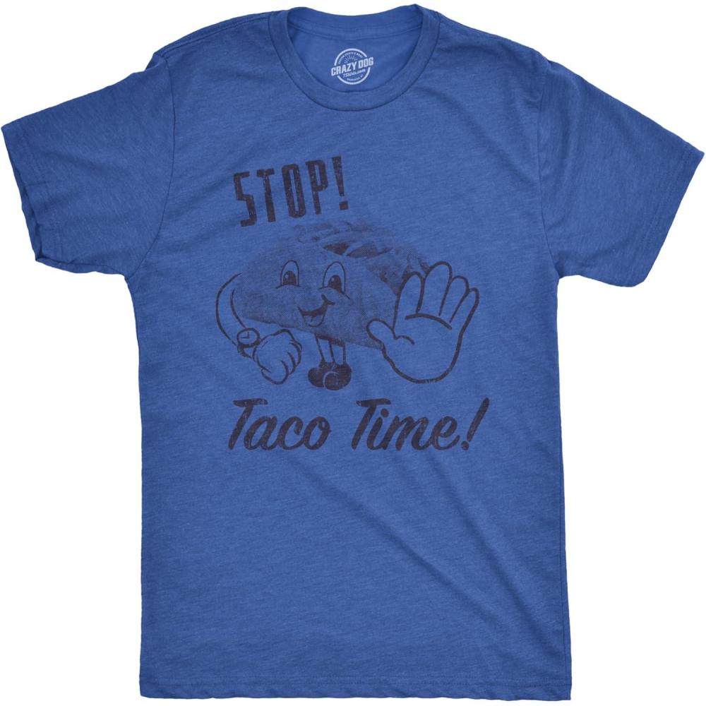 imageMens Stop Taco Time T Shirt Funny Mexican Food Tee for GuysHeather Royal