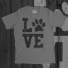 Mens Love Paw T Shirt Cute Adorable Dog Lover Pet Tee for Guys(Light Heather Grey)