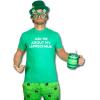 Mens Novelty Saint Patricks T Shirt Funny Irish Tees Cool Party Tees for Guys(Heather Green – Leprechaun Flip)