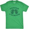 Funny St Paddy’s Day T Shirts for Men Hilarious Saint Patricks Day Shirts for Guys(Heather Green – Cheers Fuckers)