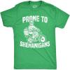 Funny St Paddy’s Day T Shirts for Men Hilarious Saint Patricks Day Shirts for Guys(Heather Green – Prone to Shenanigans)