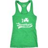 Funny St. Patrick’s Day Tank Top for Women – I Love Shenanigans Shamrock Racerback – Irish Festival Party Outfit(Heather Green)