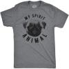 Mens My Spirit Animal is a Pug T Shirt Funny Dog Shirt Nerdy Mom Tee(Dark Heather Grey)