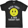 Mens Never Trust A Taco Tuesday Fart T Shirt Funny Sarcastic Tee for Guys(Black)