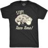 Mens Stop Taco Time T Shirt Funny Mexican Food Tee for Guys(Heather Black)
