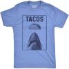 Mens Tacos Shark T Shirt Funny Jaws Tee for Guys(Heather Light Blue)