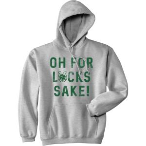 Crazy Dog T-Shirts Funny Saint Patricks Day Hoodies Irish Sweatshirts for St Pattys Day Parties and Parades(Heather Grey – Lucks Sake)