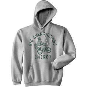 Crazy Dog T-Shirts Funny Saint Patricks Day Hoodies Irish Sweatshirts for St Pattys Day Parties and Parades(Heather Grey – Shenanigans Energy)