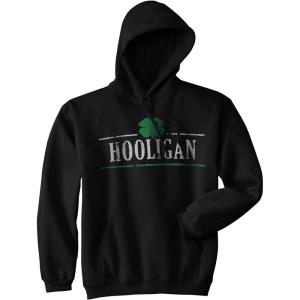 Crazy Dog T-Shirts Hooligan Shamrock Funny Saint St Patricks Day Drinking Hoodie for Paddys Day(Black)