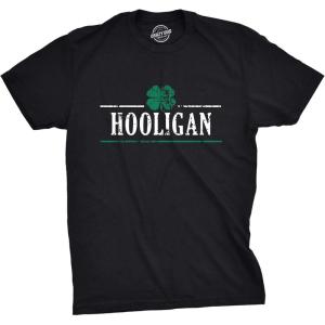 Crazy Dog T-Shirts Mens Irish Hooligan T-Shirt Black(Black)