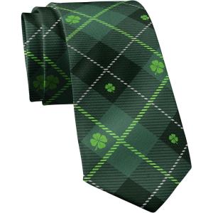 Crazy Dog T-Shirts Saint Patricks Day Plaid Tie Funny Ties for Men St Patricks Ties Mens Novelty Neckties Green Argyle Tie