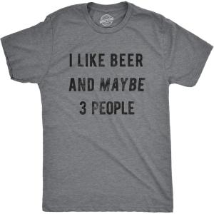 Funny St Paddy’s Day T Shirts for Men Hilarious Saint Patricks Day Shirts for Guys(Dark Heather Grey – Beer 3 People)