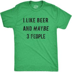 Funny St Paddy’s Day T Shirts for Men Hilarious Saint Patricks Day Shirts for Guys(Heather Green – Beer 3 People)