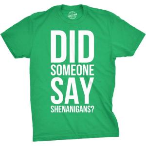Funny St Paddy’s Day T Shirts for Men Hilarious Saint Patricks Day Shirts for Guys(Heather Green – Say Shenanigans)
