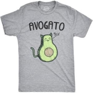 Mens Avogato Funny T Shirt Avocado Cat Tee Cute Kitty Graphic Novelty Humor(Light Heather Grey – Avogato)