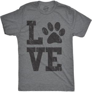 Mens Love Paw T Shirt Cute Adorable Dog Lover Pet Tee for Guys(Light Heather Grey)