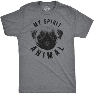 Mens My Spirit Animal is a Pug T Shirt Funny Dog Shirt Nerdy Mom Tee(Dark Heather Grey)