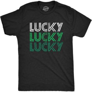 Mens Novelty Saint Patricks T Shirt Funny Irish Tees Cool Party Tees for Guys(Heather Black – Lucky 3x)