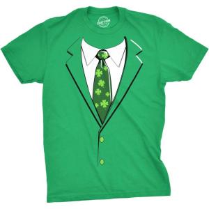 Mens Novelty Saint Patricks T Shirt Funny Irish Tees Cool Party Tees for Guys(Heather Green – Irish Tuxedo)