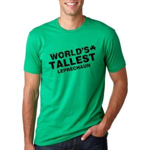 Mens Novelty Saint Patricks T Shirt Funny Irish Tees Cool Party Tees for Guys(Heather Navy – Tallest Leprechaun)