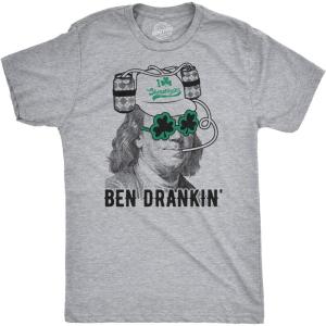 Mens Novelty Saint Patricks T Shirt Funny Irish Tees Cool Party Tees for Guys(Light Heather Grey – Ben Drankin)