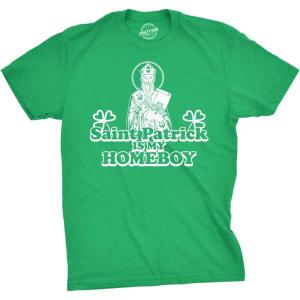 Mens Saint Patrick is My Homeboy Tee Funny St Patty Day Cool Novelty T Shirt(Green)