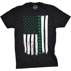 Mens Saint Patricks Day T Shirts Funny St Pattys Tees for Partying Parade Tee for Guys(Heather Black – Shamrock Flag)