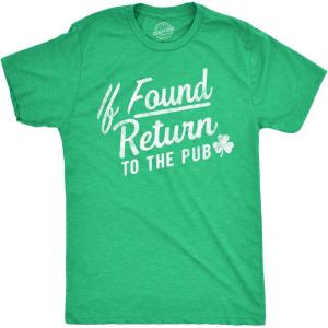 Mens Saint Patricks Day T Shirts Funny St Pattys Tees for Partying Parade Tee for Guys(Heather Green – Return to the Pub)